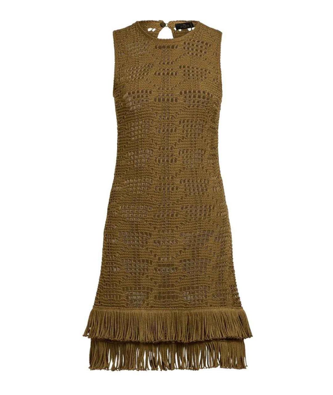 ETRO Золотое хлопковое коктейльное платье, фото 1