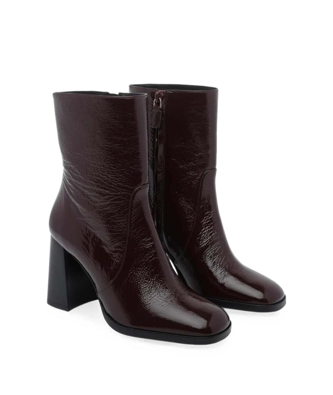 STUART WEITZMAN Бордовые ботильоны из лакированной кожи, фото 3