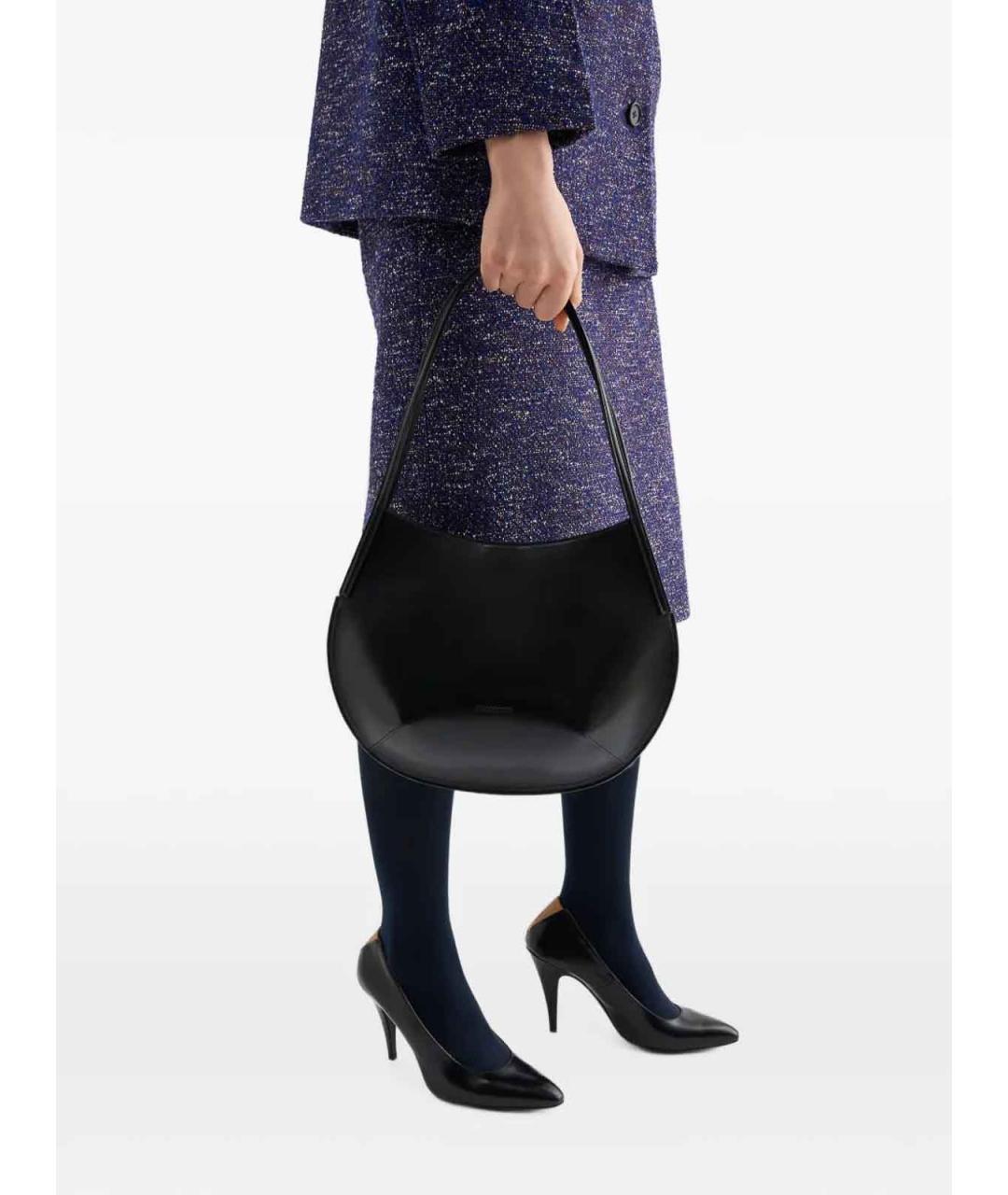 JIL SANDER Черная кожаная сумка через плечо, фото 2