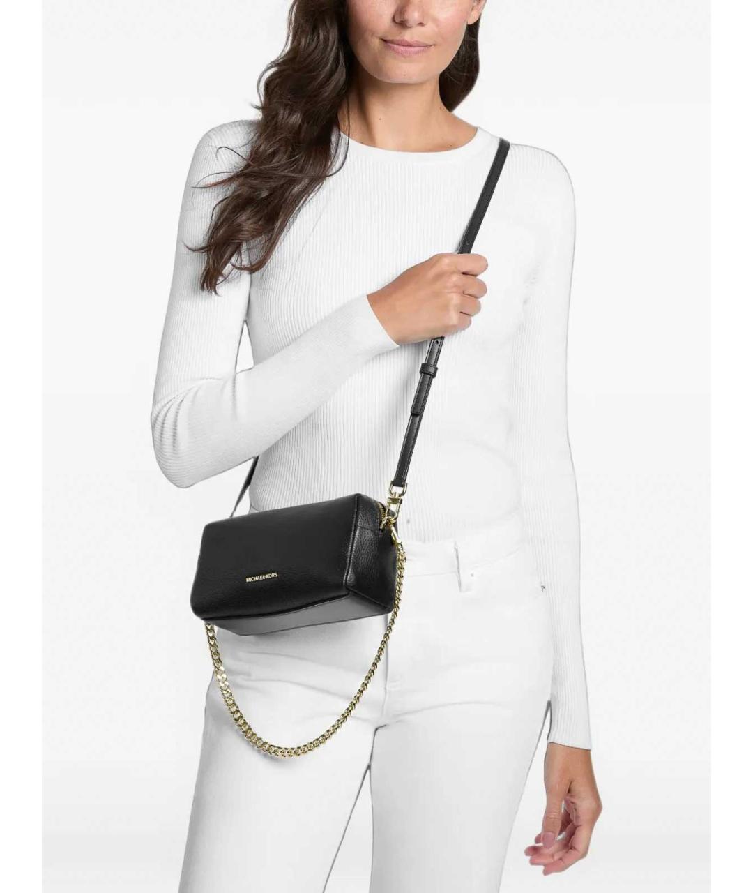 MICHAEL KORS Черная кожаная сумка через плечо, фото 2