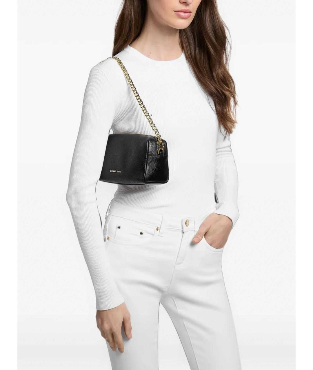 MICHAEL KORS Черная кожаная сумка через плечо, фото 3