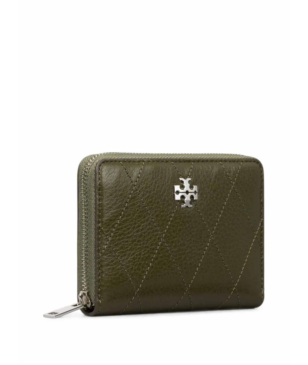 TORY BURCH Зеленый кожаный кошелек, фото 2