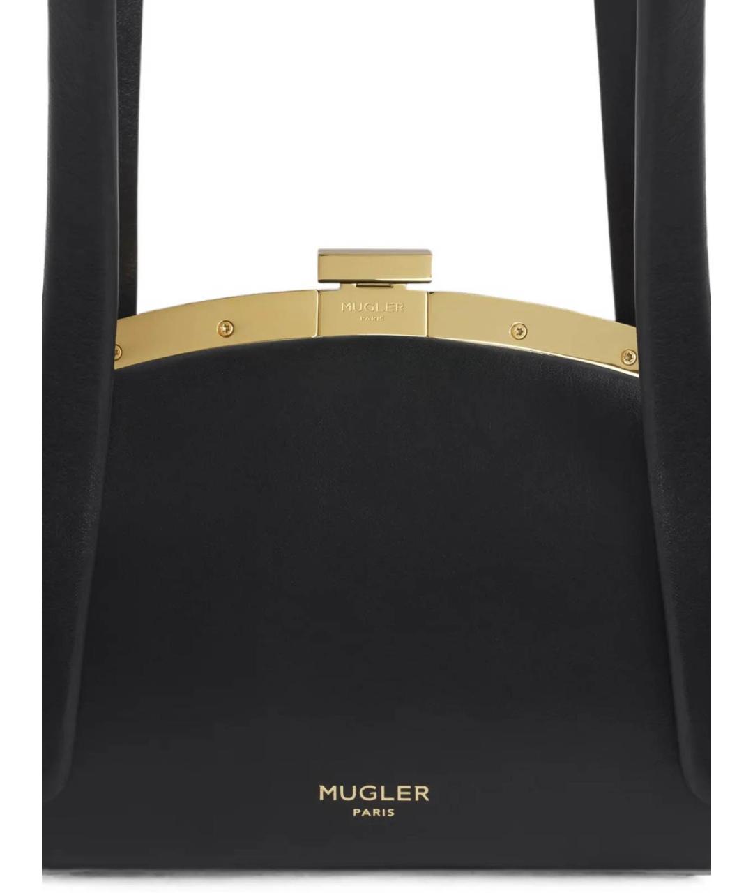 MUGLER Черная кожаная сумка через плечо, фото 4