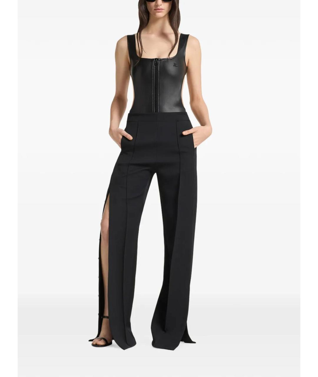 COURREGES Черные полиэстеровые брюки широкие, фото 2