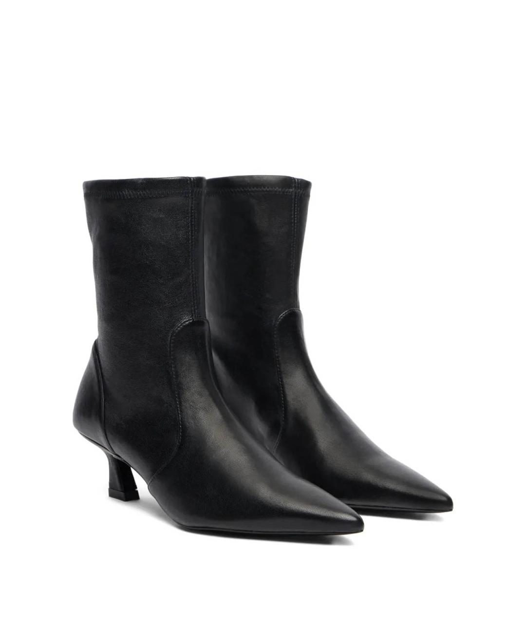 STUART WEITZMAN Черные кожаные ботильоны, фото 2