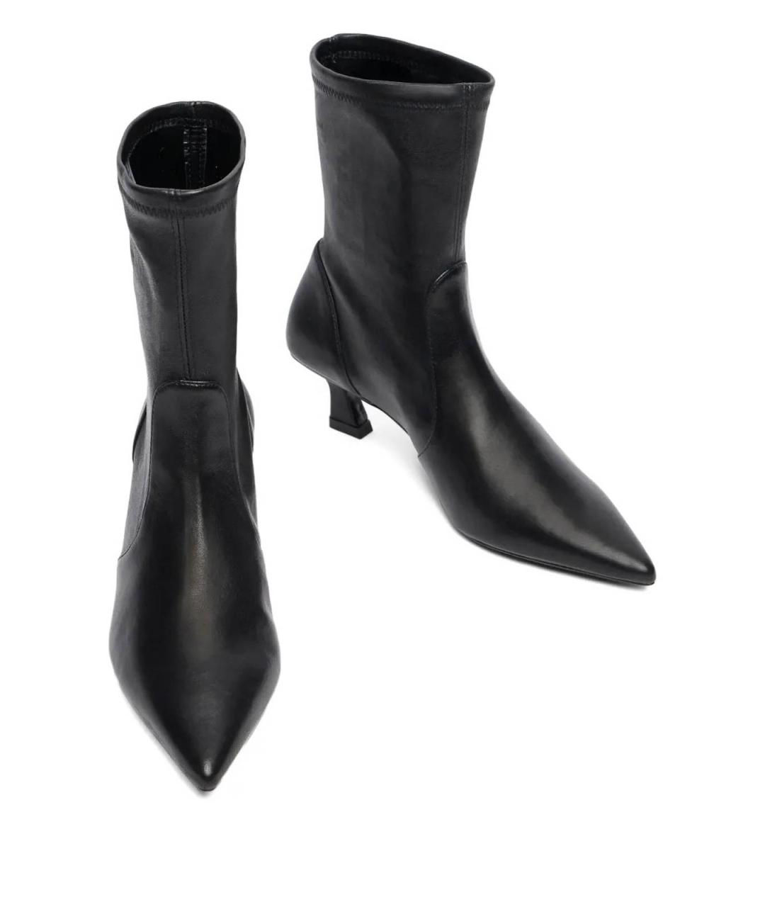 STUART WEITZMAN Черные кожаные ботильоны, фото 4