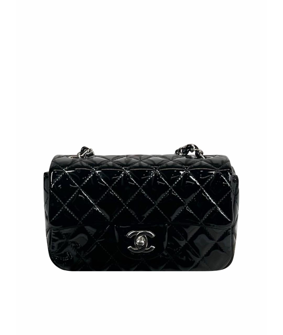 CHANEL Черная сумка через плечо из лакированной кожи, фото 1