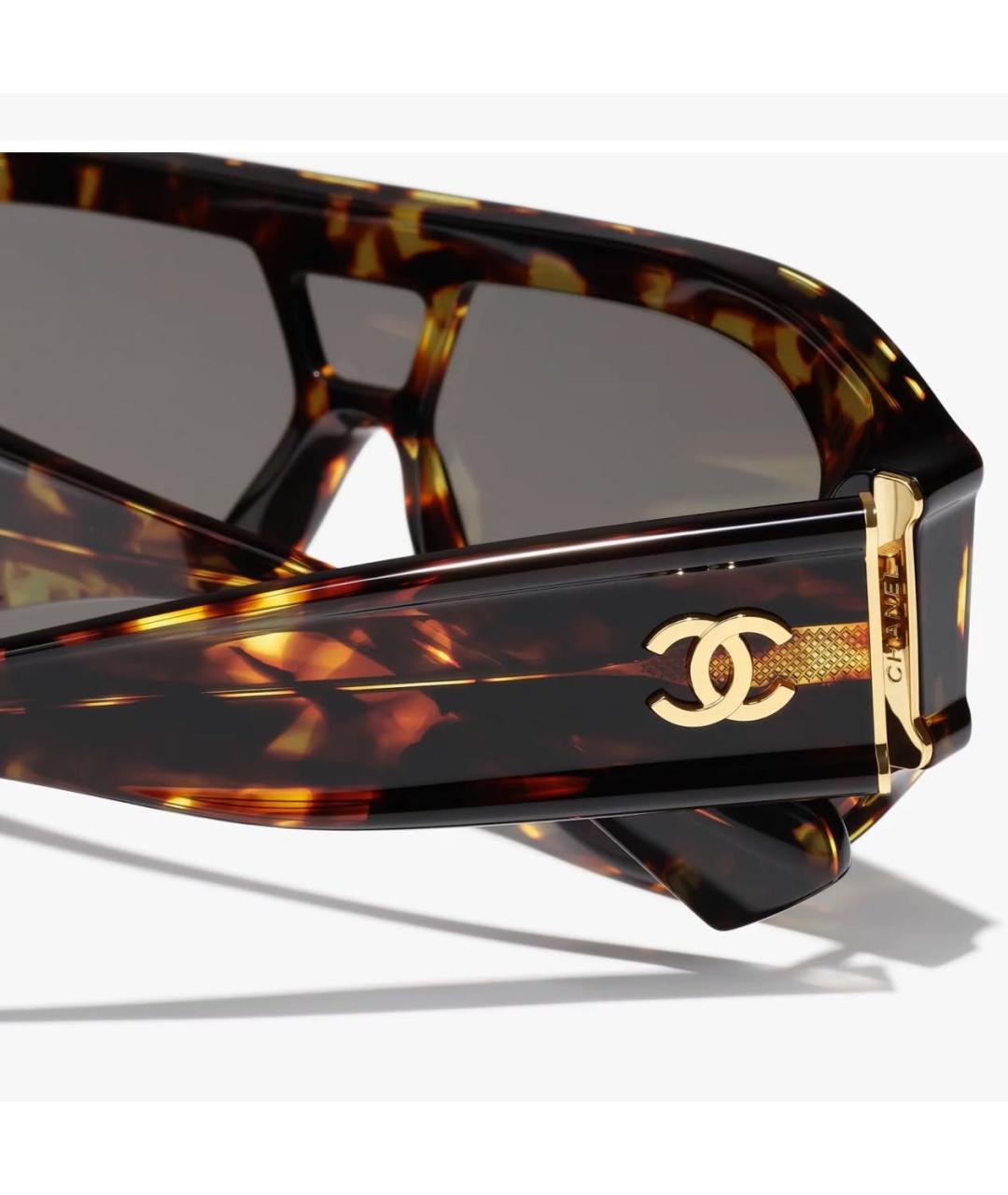 CHANEL Коричневые пластиковые солнцезащитные очки, фото 4