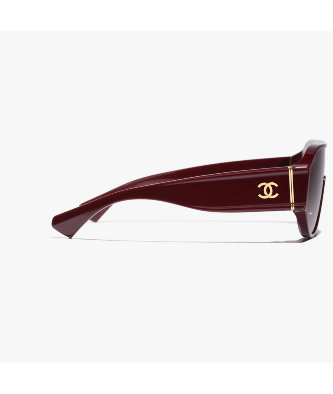 CHANEL Бордовые металлические солнцезащитные очки, фото 3