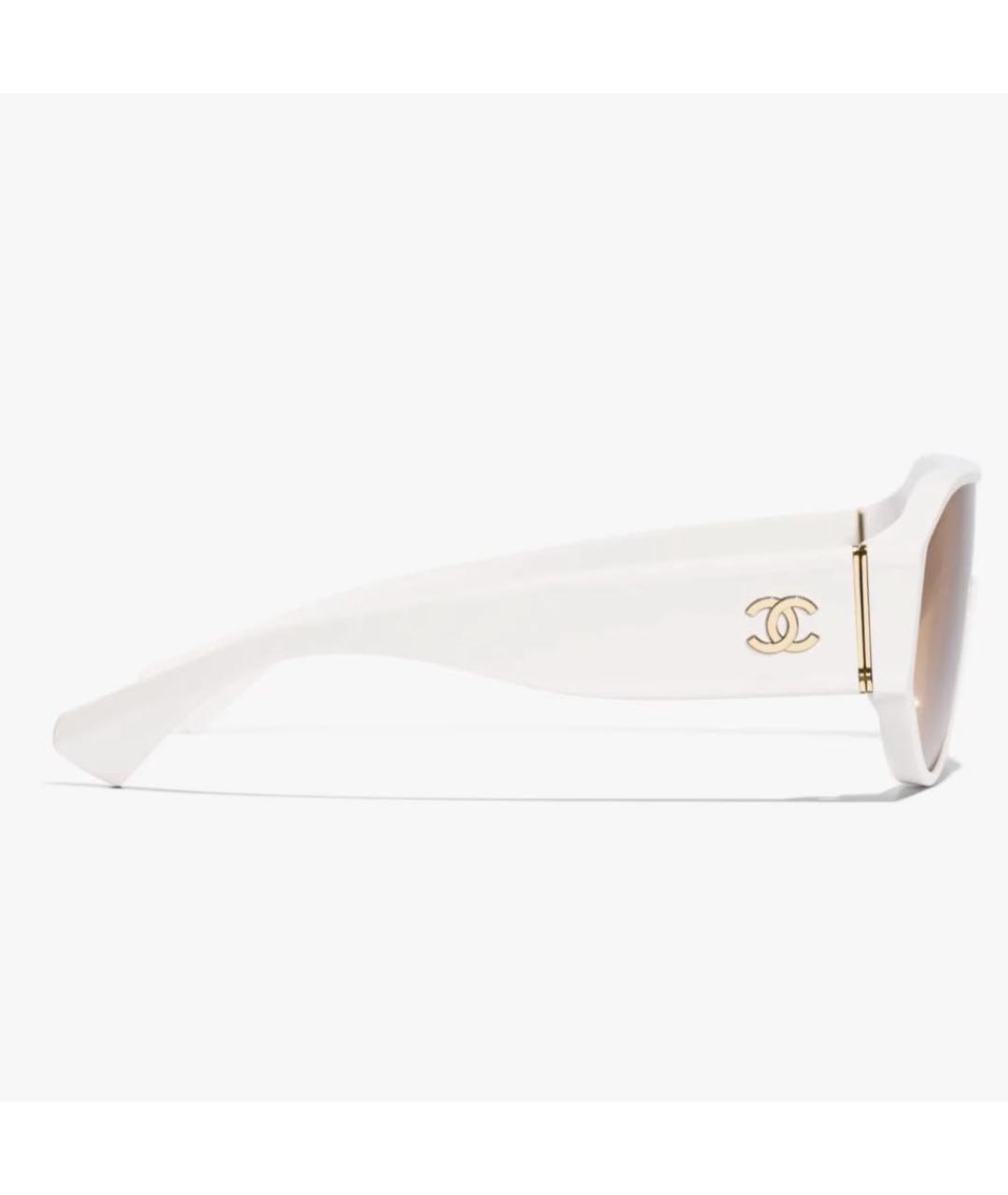 CHANEL Белые пластиковые солнцезащитные очки, фото 3