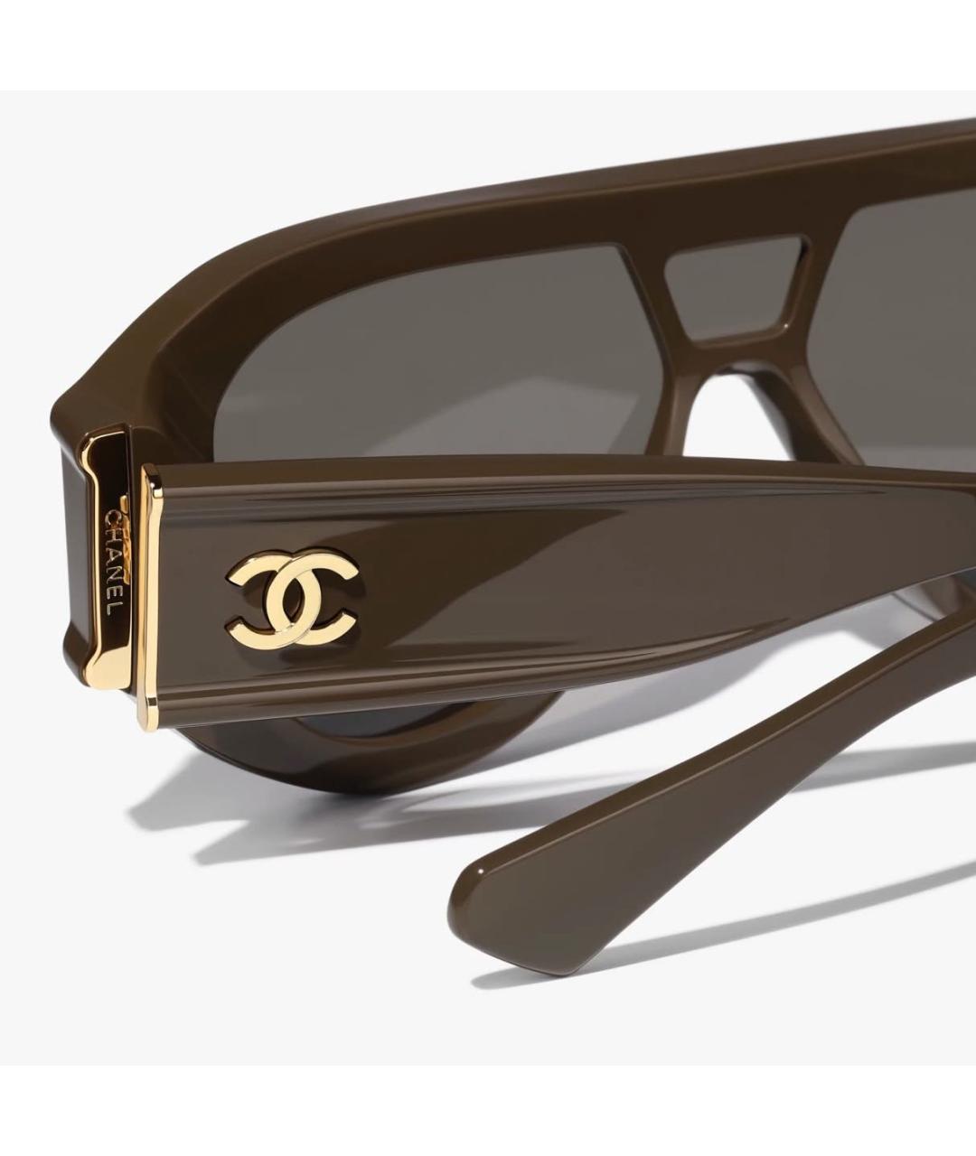 CHANEL Коричневые пластиковые солнцезащитные очки, фото 4
