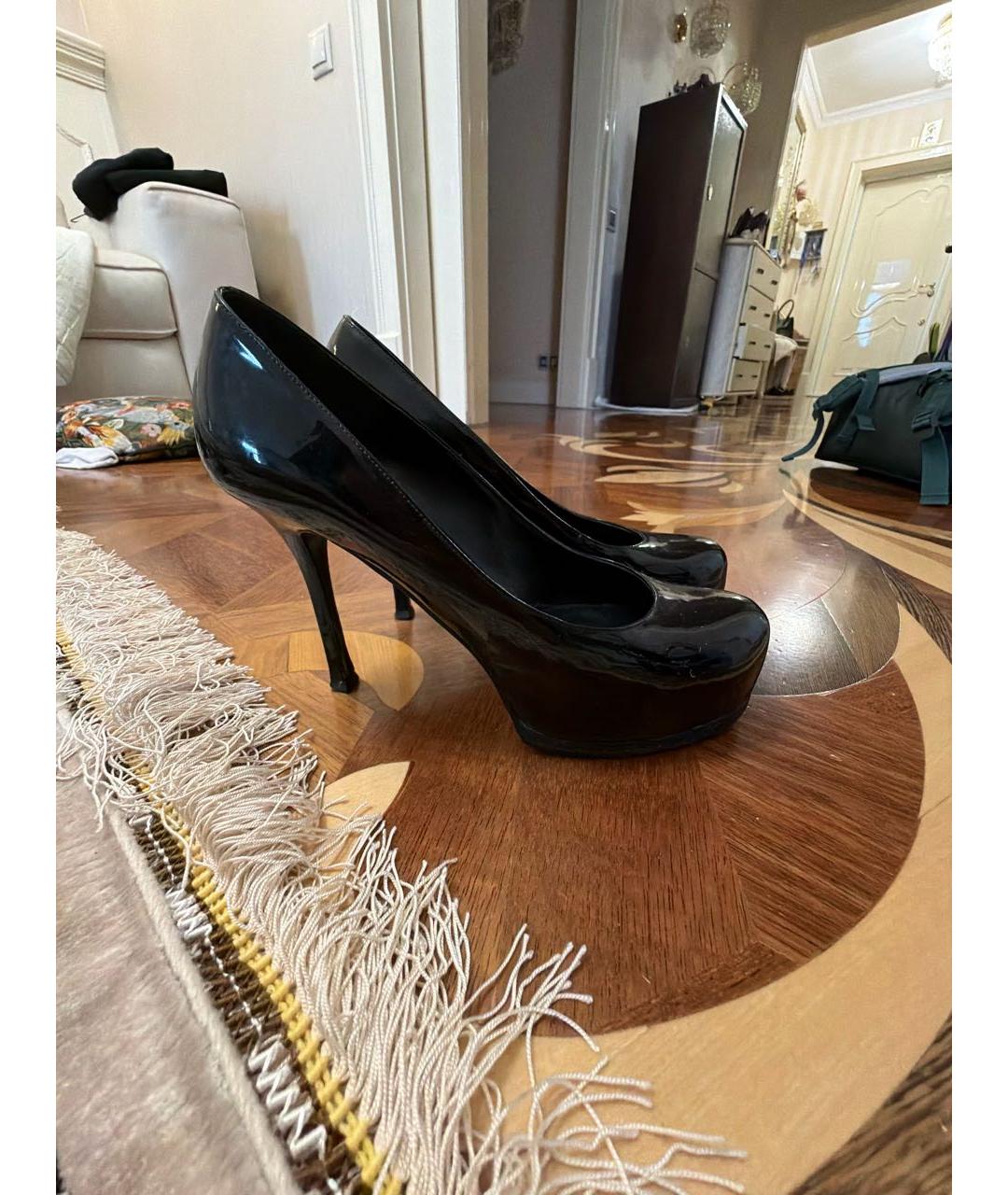 SAINT LAURENT Черные туфли из лакированной кожи, фото 5
