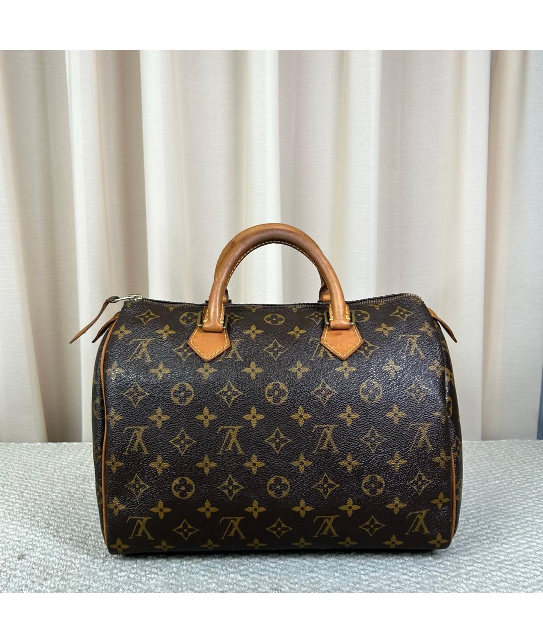 LOUIS VUITTON Коричневая сумка с короткими ручками из канвы, фото 7