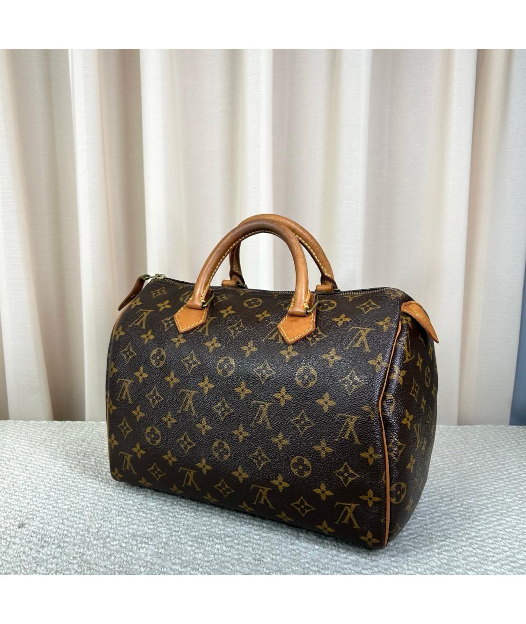 LOUIS VUITTON Коричневая сумка с короткими ручками из канвы, фото 5