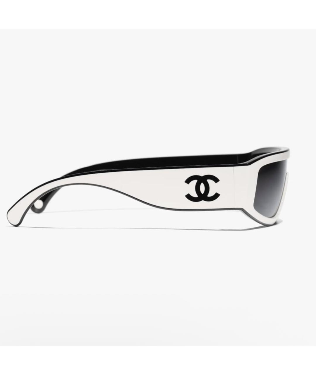 CHANEL Белые пластиковые солнцезащитные очки, фото 3