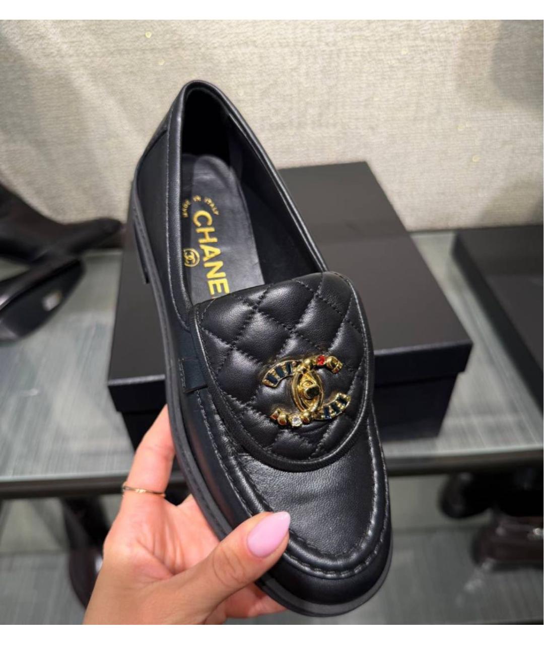 CHANEL Черные кожаные лоферы, фото 2