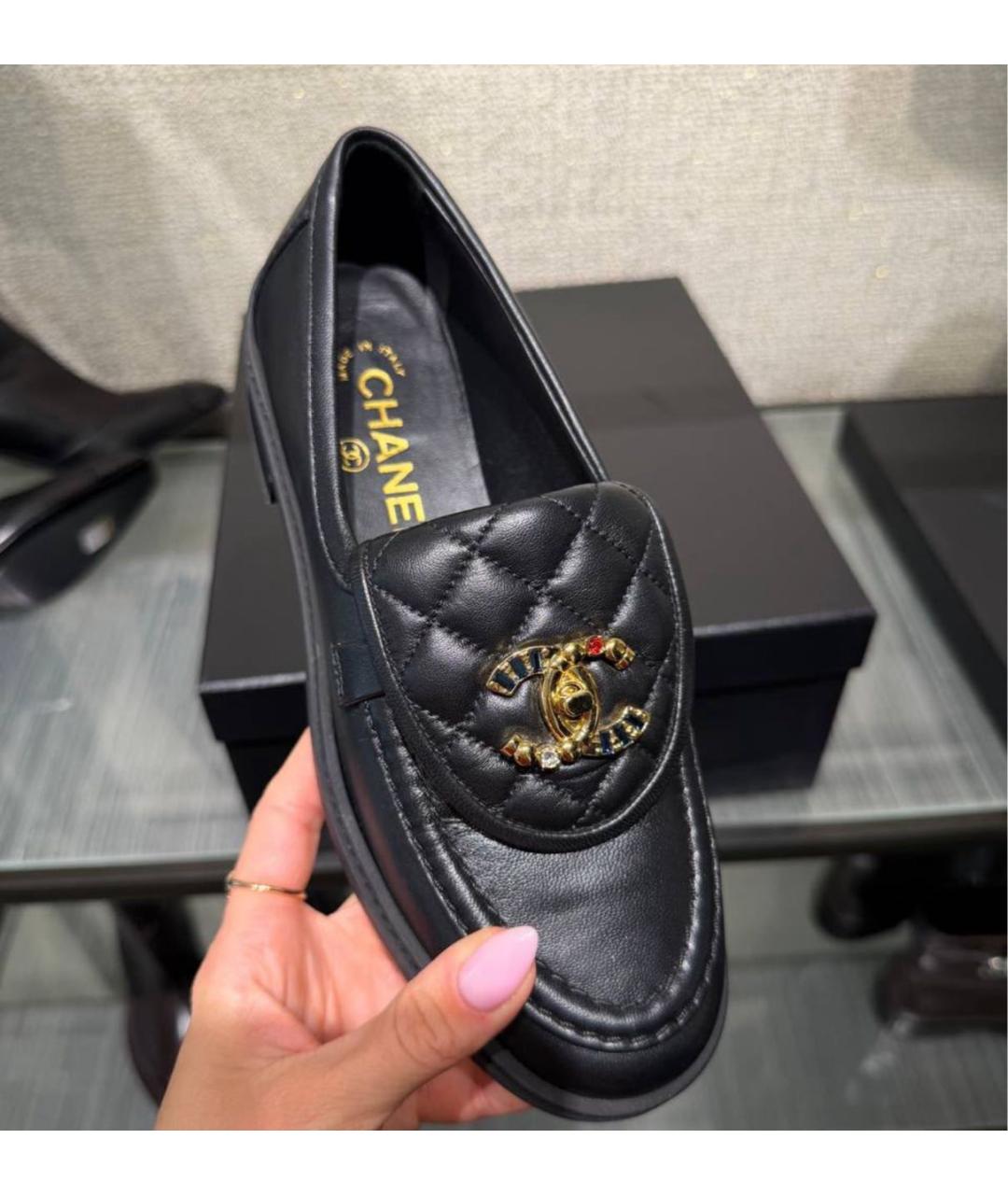 CHANEL Черные кожаные лоферы, фото 3