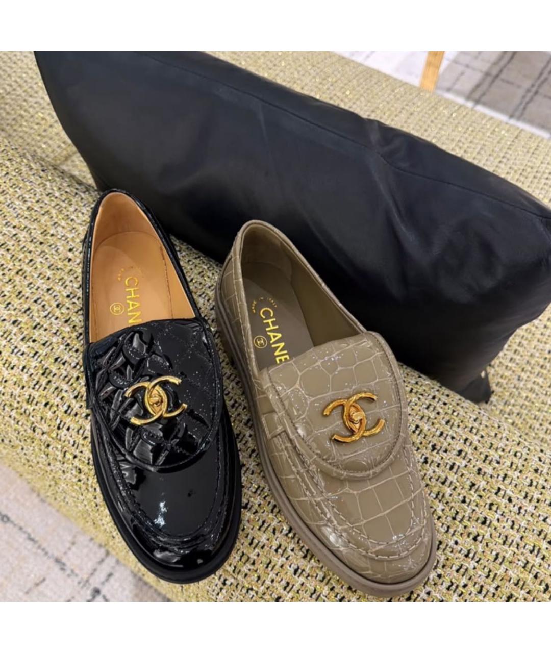 CHANEL Бежевые лоферы из лакированной кожи, фото 2