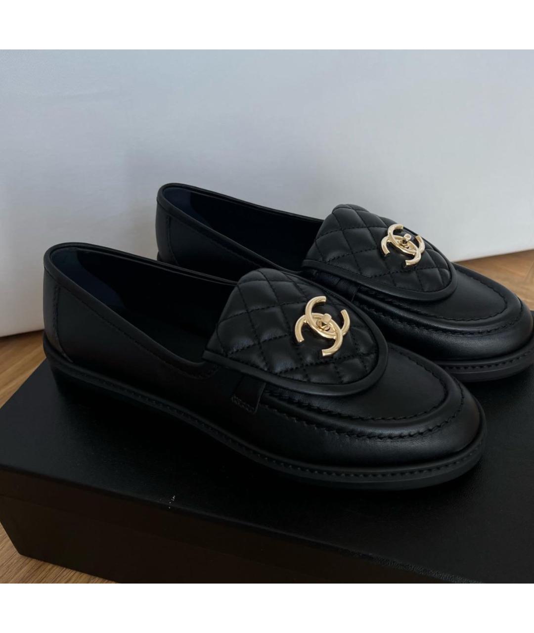 CHANEL Черные кожаные лоферы, фото 7