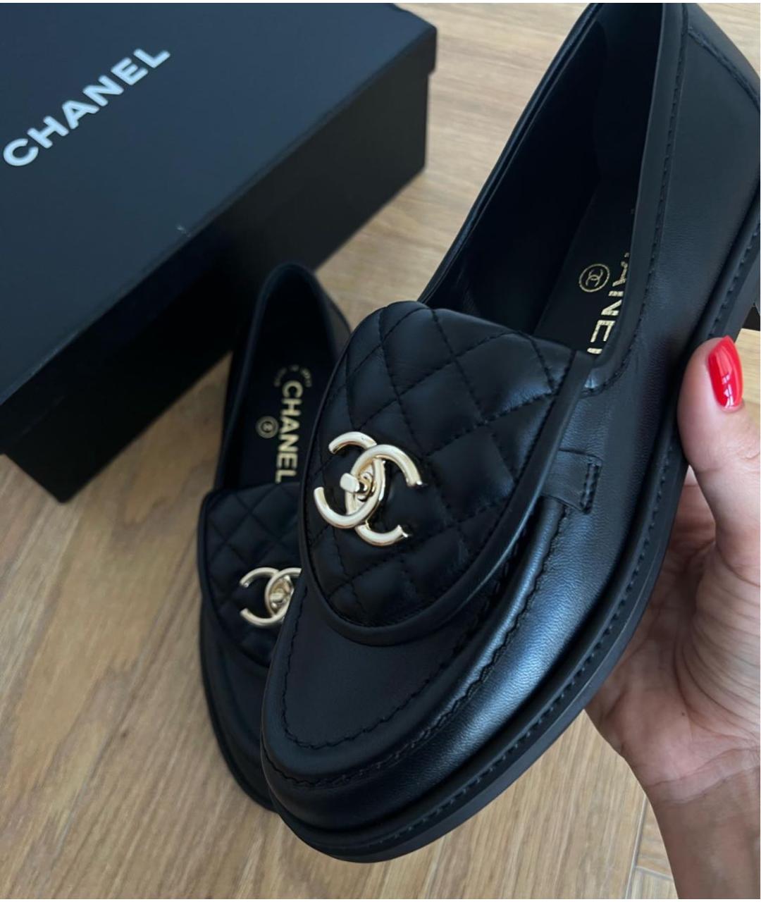 CHANEL Черные кожаные лоферы, фото 5