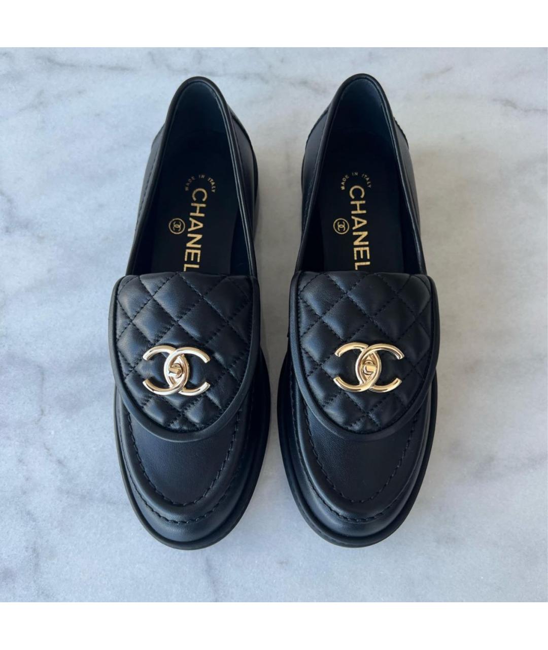 CHANEL Черные кожаные лоферы, фото 2