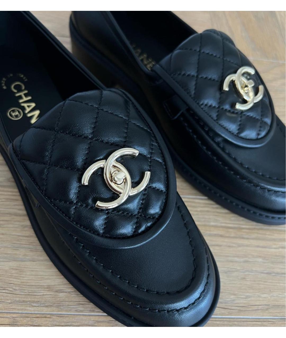 CHANEL Черные кожаные лоферы, фото 6