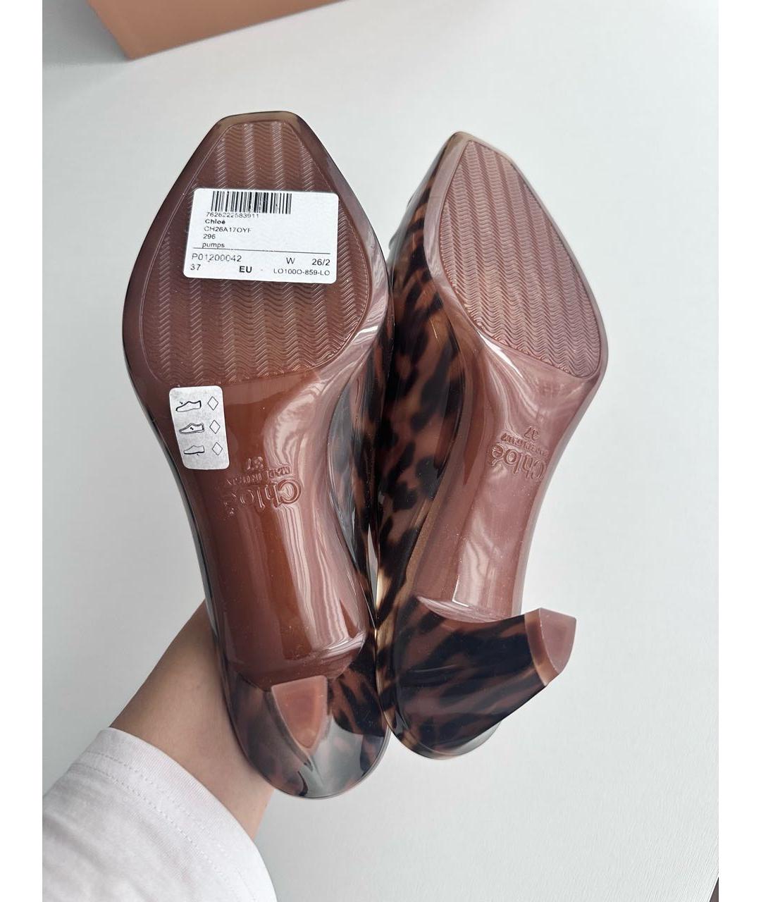 CHLOE Коричневые резиновые мюли, фото 5