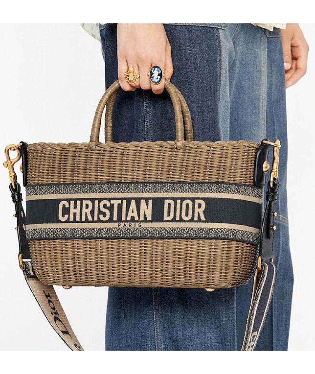 CHRISTIAN DIOR Бежевая плетеная пляжная сумка, фото 8