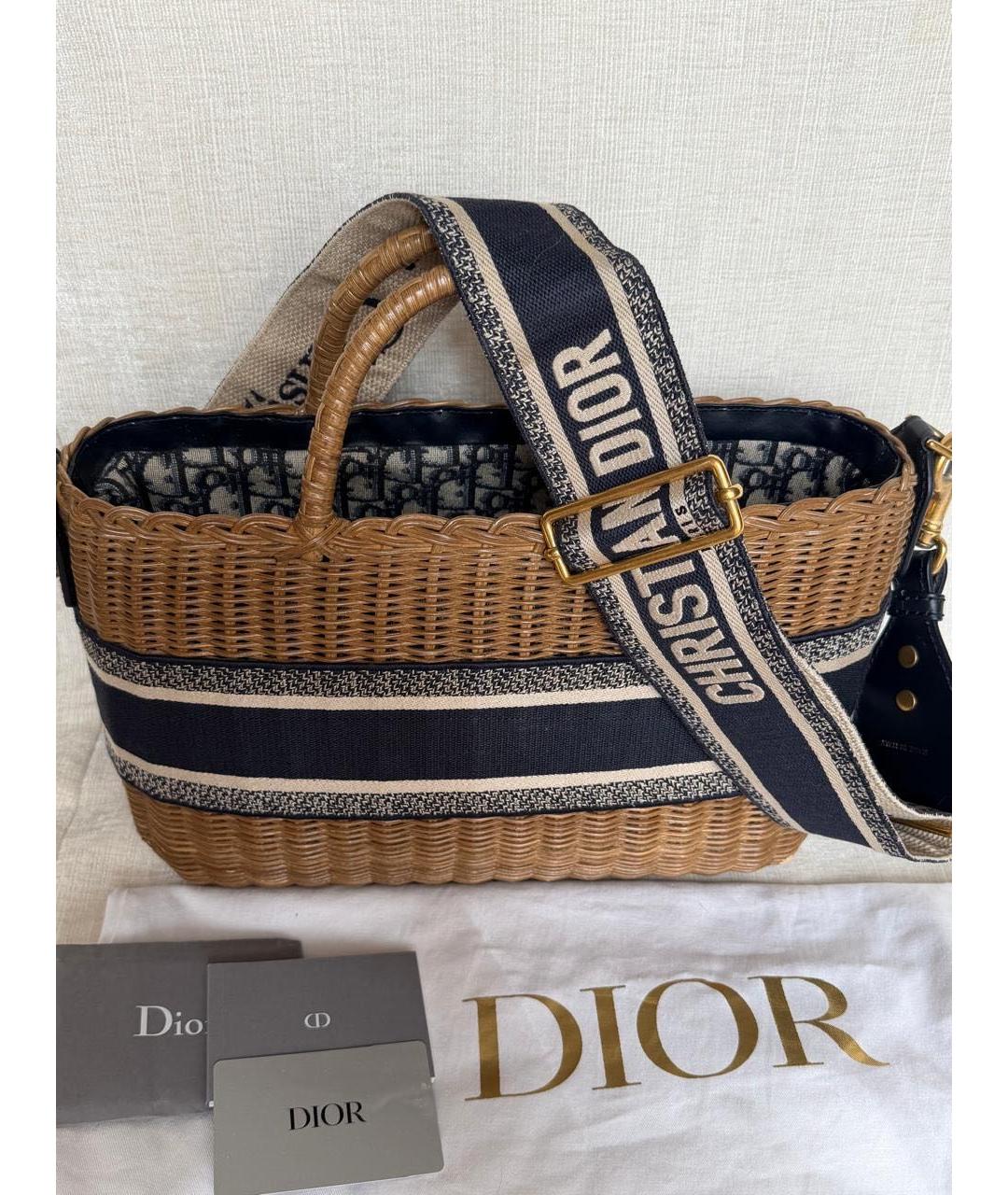 CHRISTIAN DIOR Бежевая плетеная пляжная сумка, фото 2