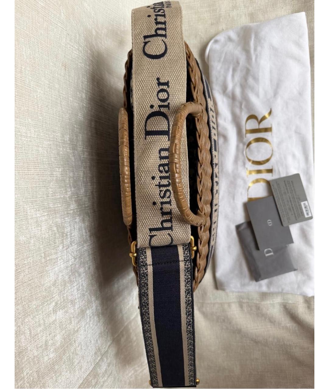 CHRISTIAN DIOR Бежевая плетеная пляжная сумка, фото 5