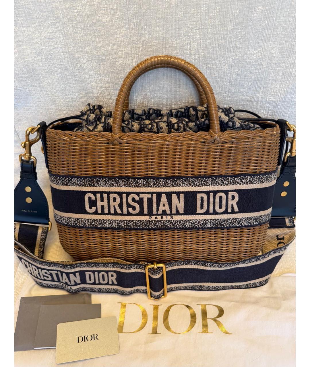 CHRISTIAN DIOR Бежевая плетеная пляжная сумка, фото 9