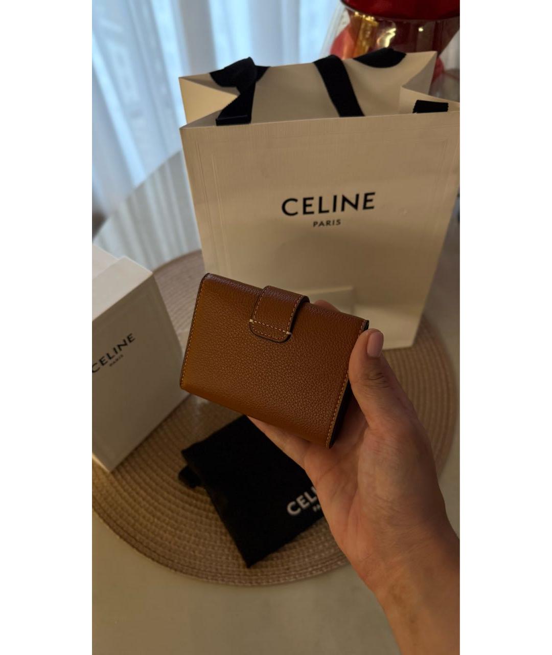 CELINE Коричневый кожаный кошелек, фото 3