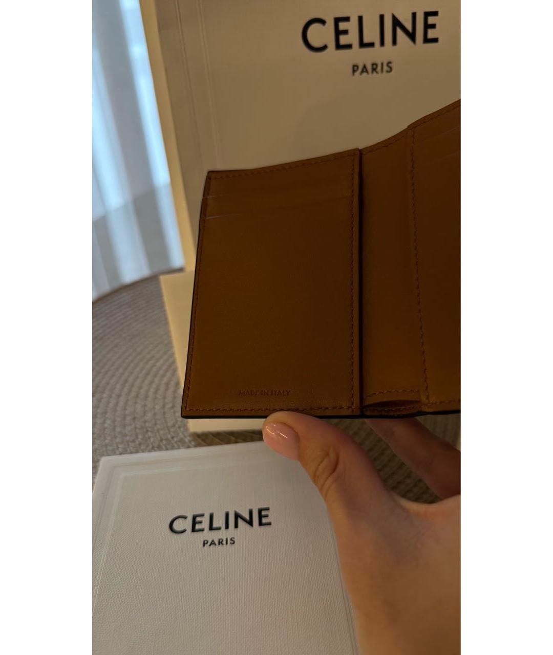 CELINE Коричневый кожаный кошелек, фото 6