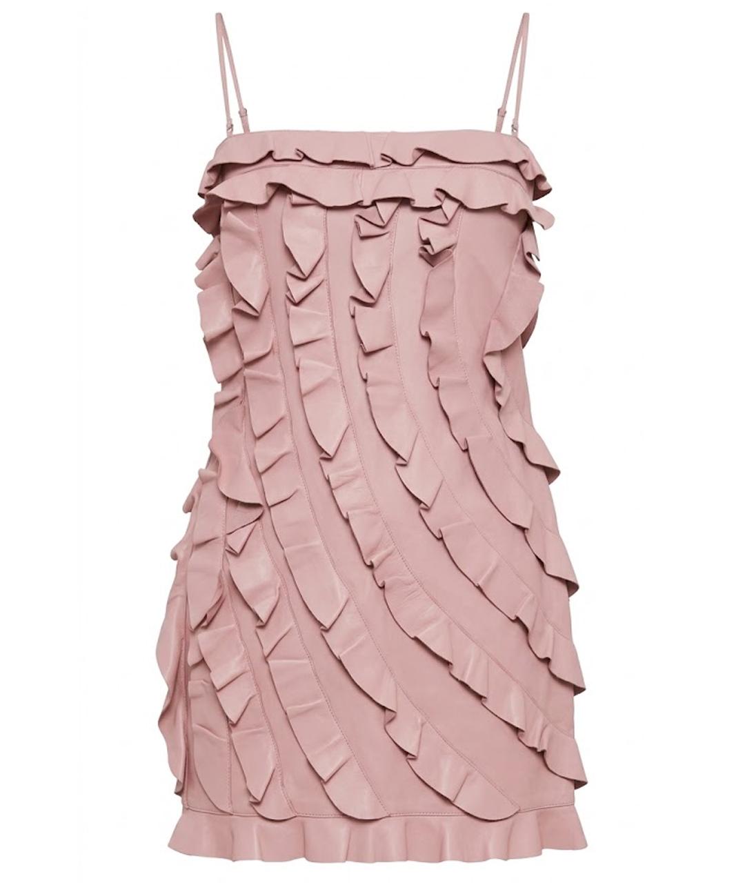 DSQUARED2 Розовое кожаное коктейльное платье, фото 1