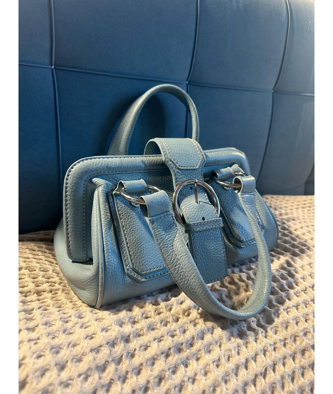 CELINE Голубая кожаная сумка с короткими ручками, фото 2
