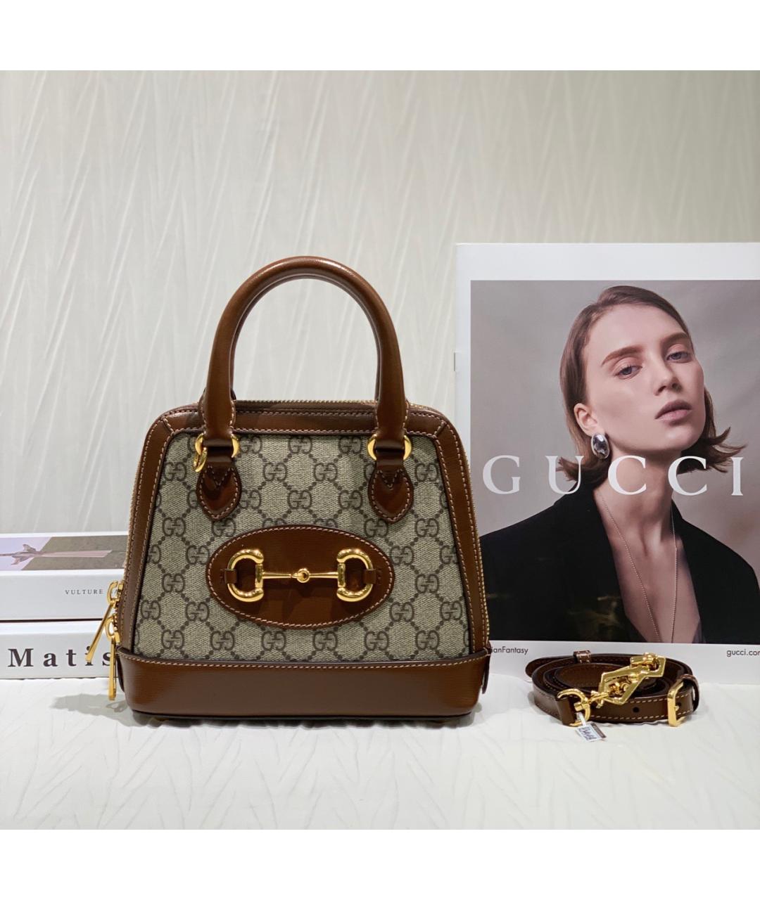 GUCCI Коричневая сумка тоут из искусственной кожи, фото 5