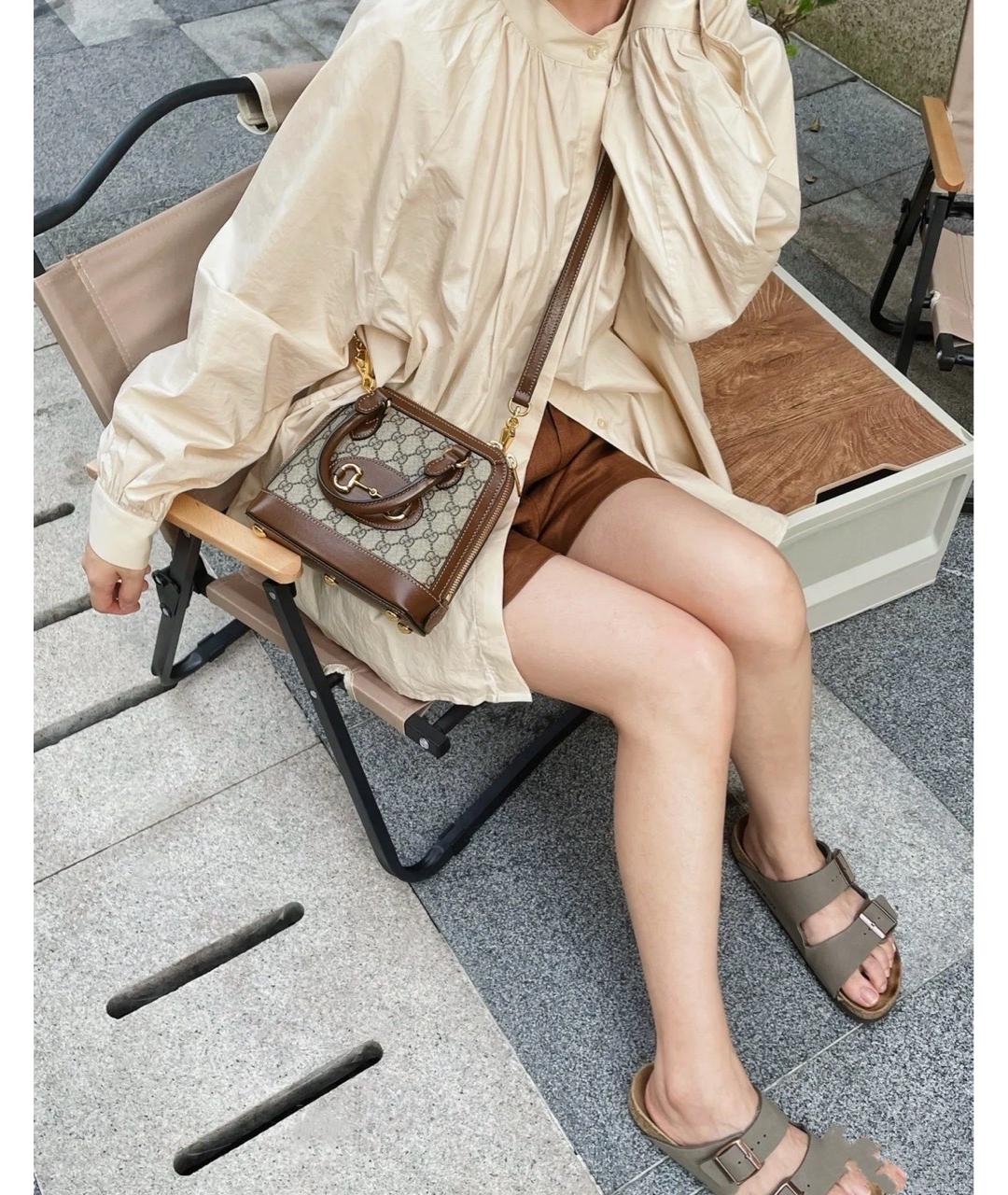 GUCCI Коричневая сумка тоут из искусственной кожи, фото 3