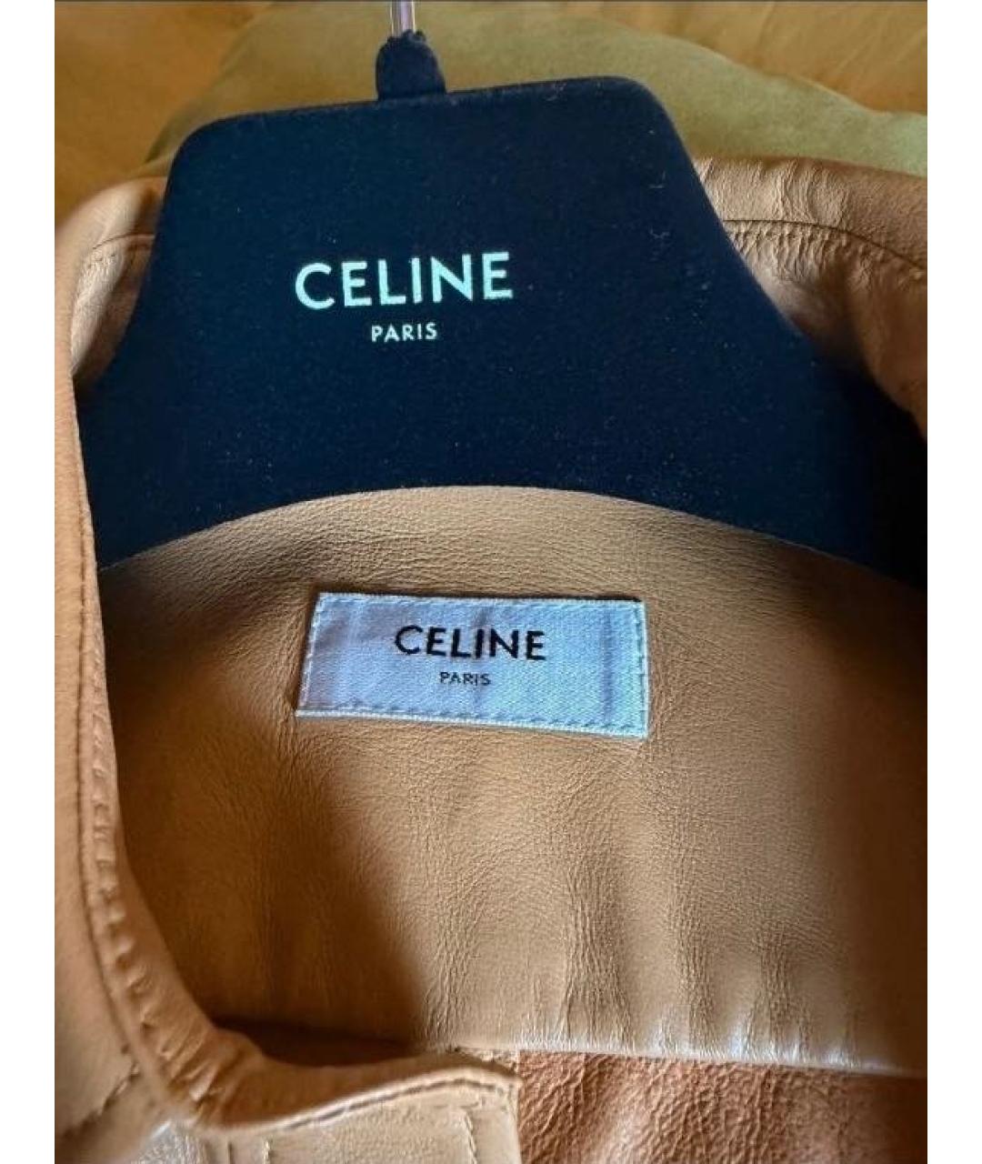 CELINE Коричневая кожаная куртка, фото 4