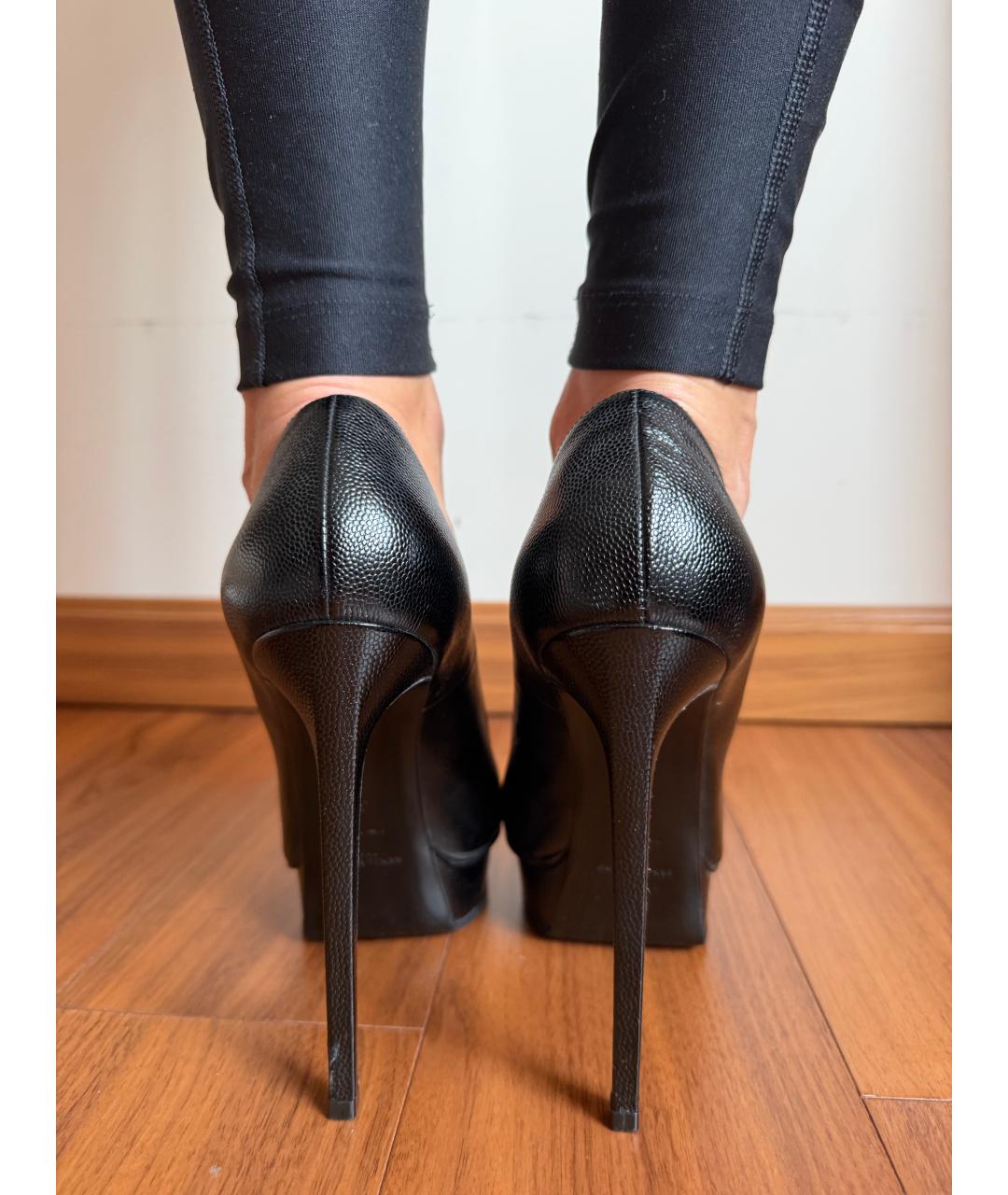 SAINT LAURENT Черные кожаные босоножки, фото 4