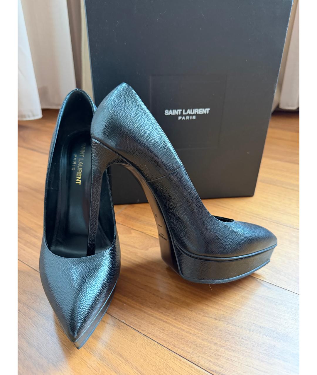 SAINT LAURENT Черные кожаные босоножки, фото 5