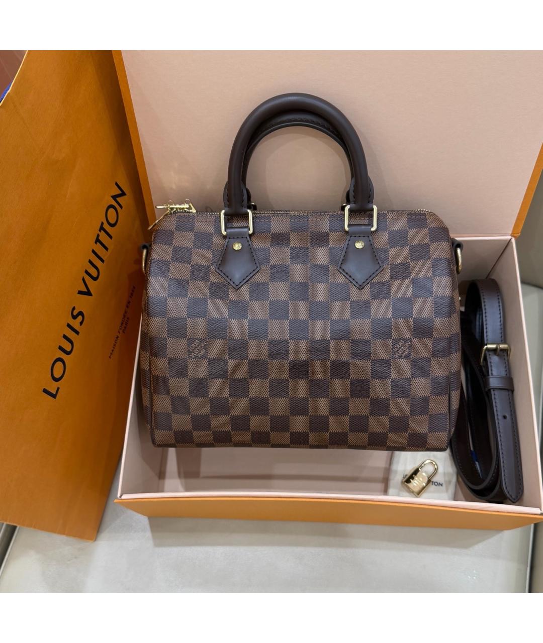 LOUIS VUITTON Коричневая сумка с короткими ручками из канвы, фото 4