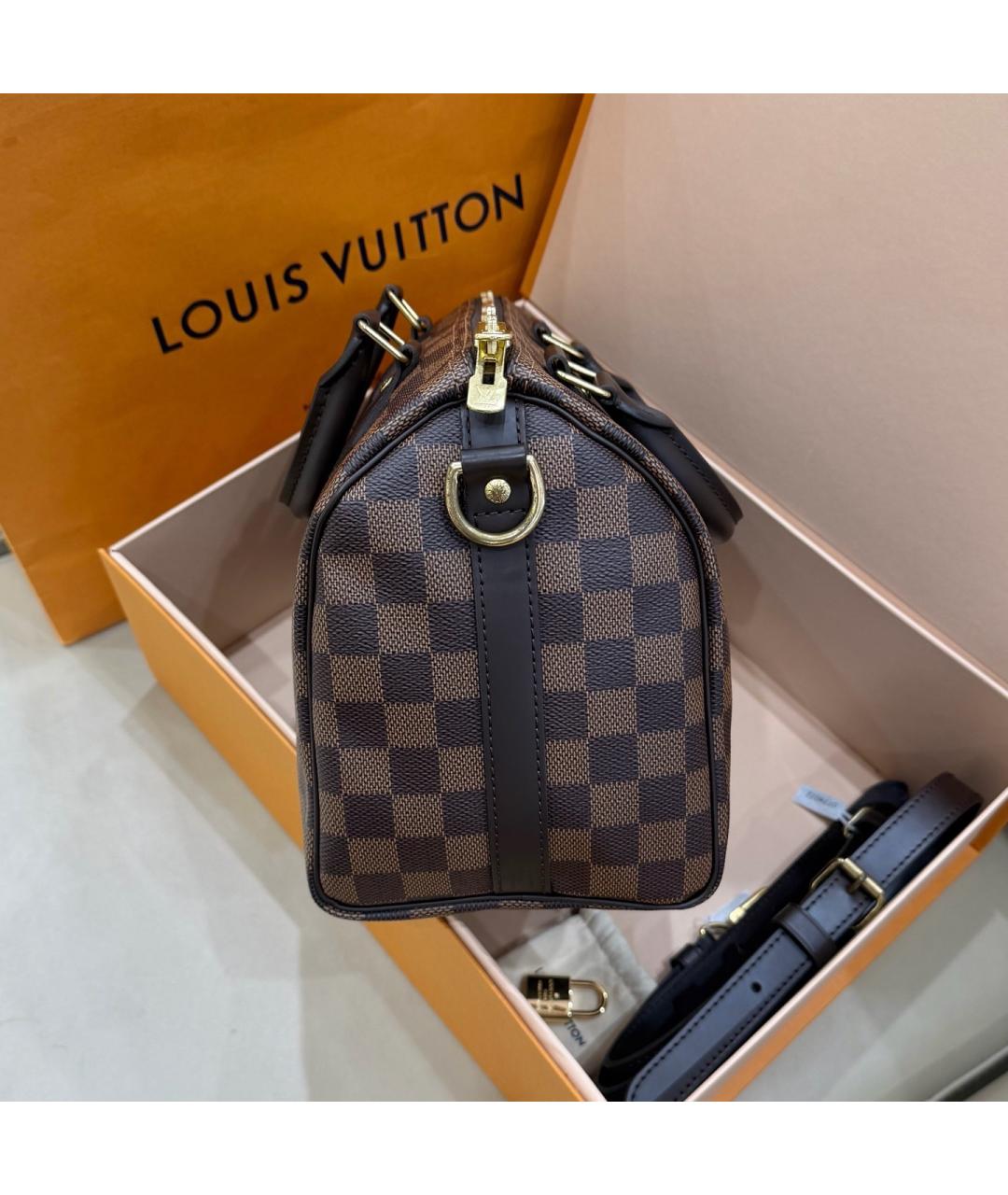 LOUIS VUITTON Коричневая сумка с короткими ручками из канвы, фото 2
