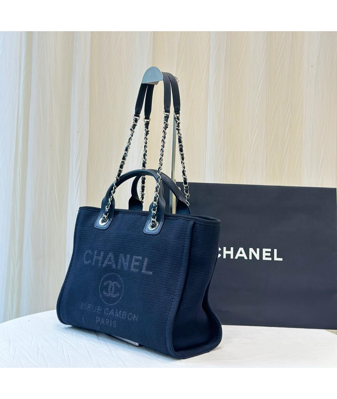 CHANEL Черная деним сумка тоут, фото 4
