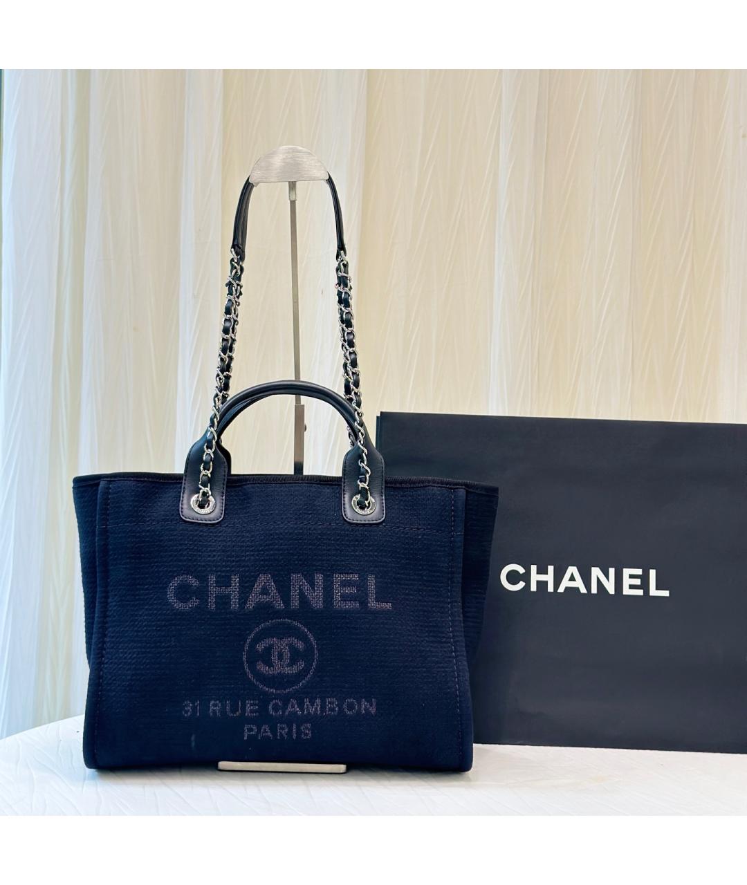 CHANEL Черная деним сумка тоут, фото 8