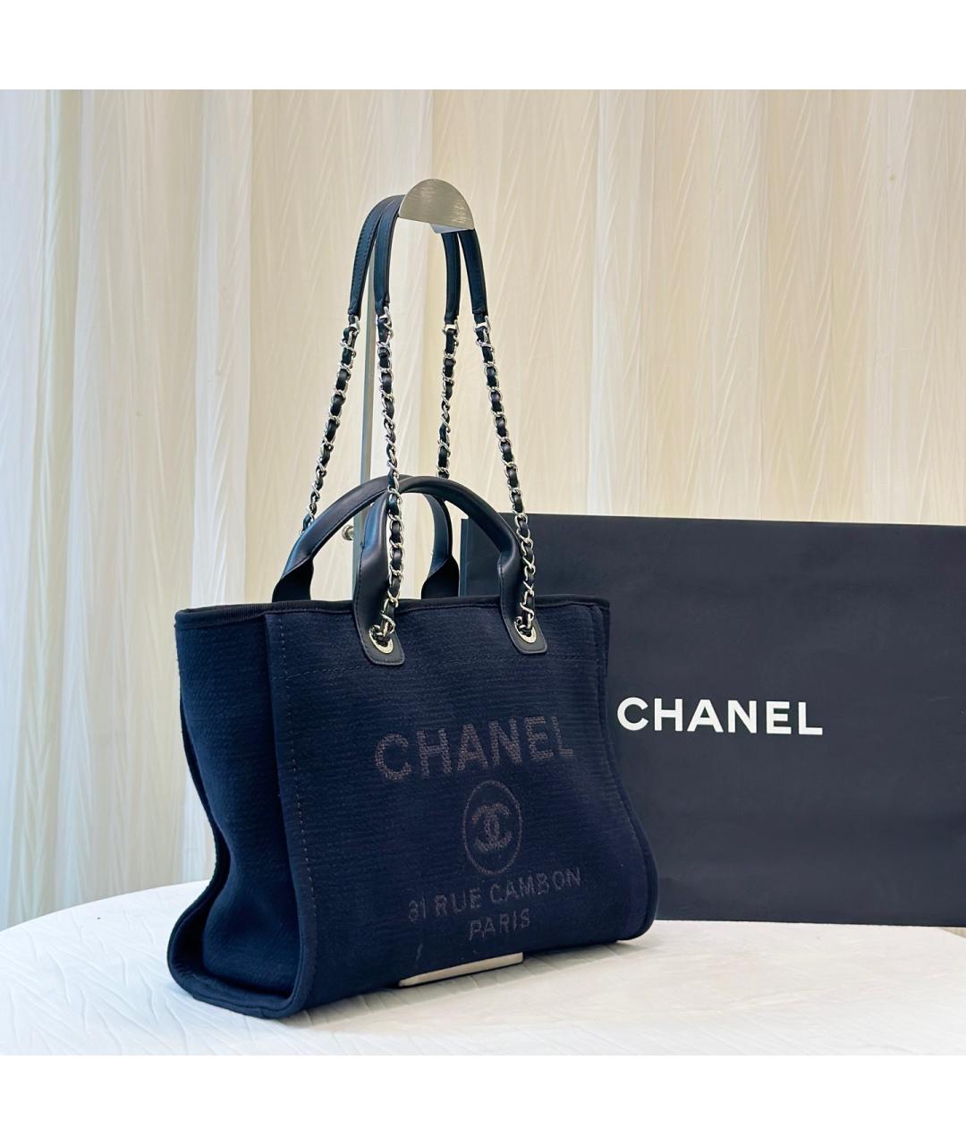 CHANEL Черная деним сумка тоут, фото 3