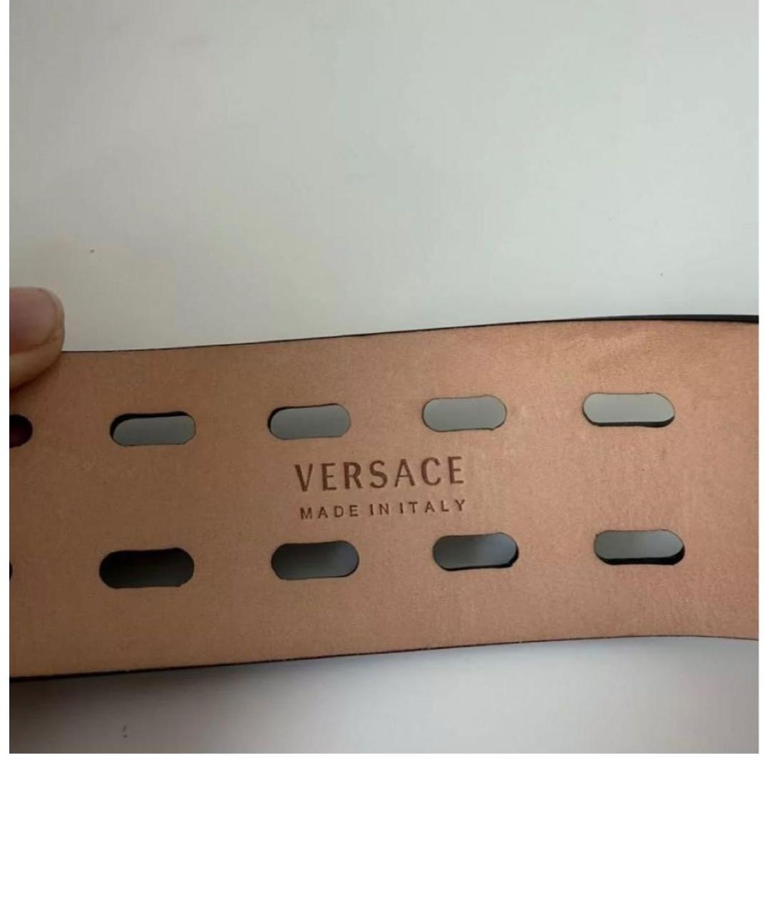VERSACE Черный кожаный ремень, фото 3