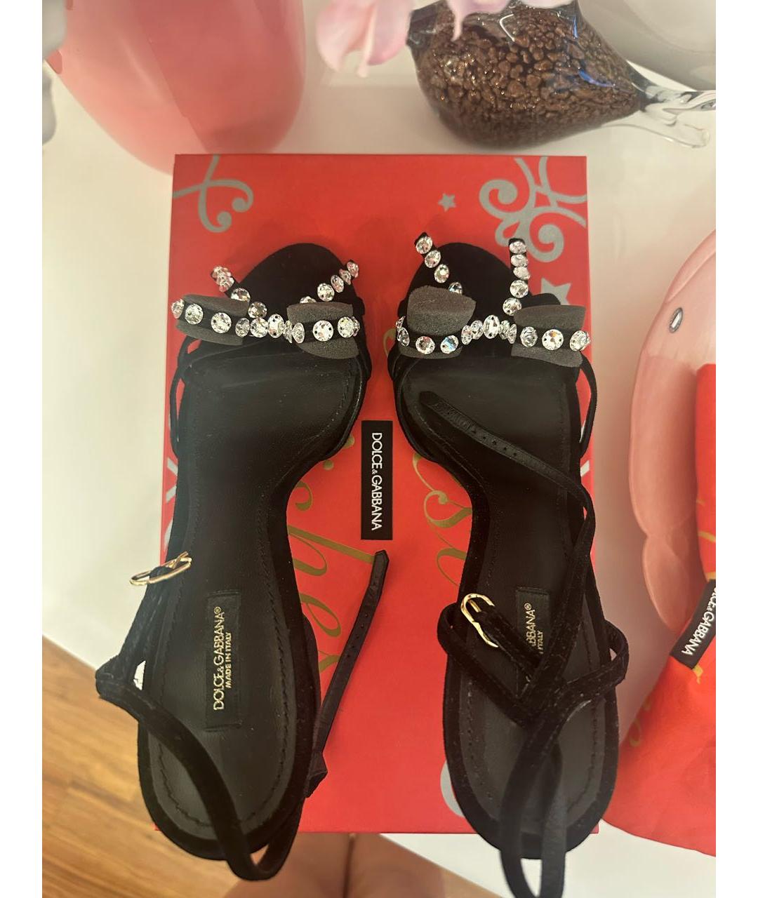 DOLCE&GABBANA Черные замшевые босоножки, фото 3