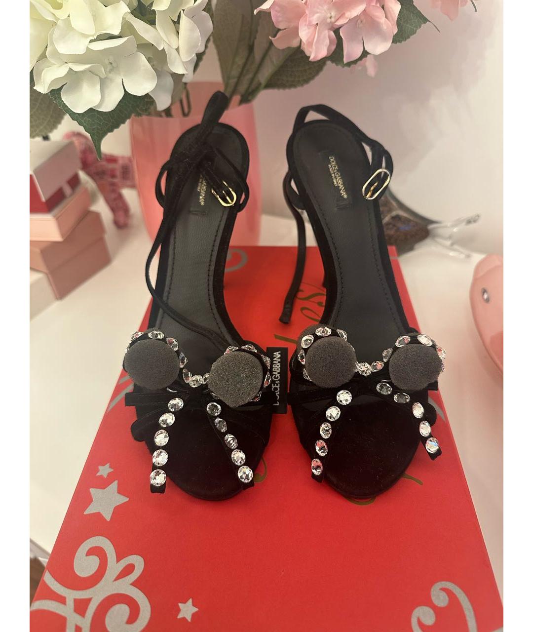 DOLCE&GABBANA Черные замшевые босоножки, фото 2