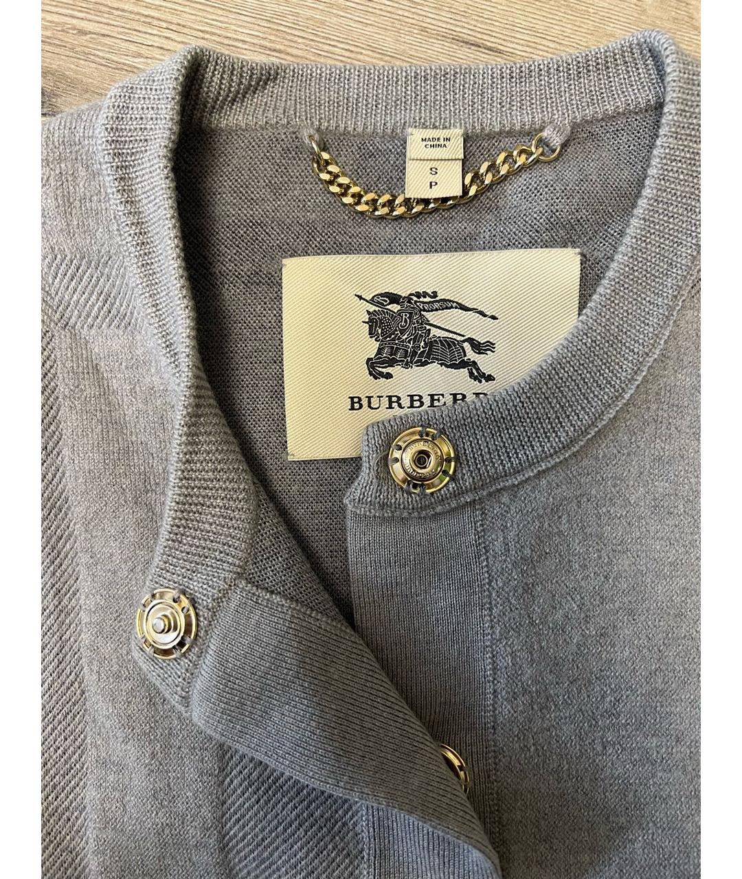 BURBERRY Серый шерстяной кардиган, фото 3