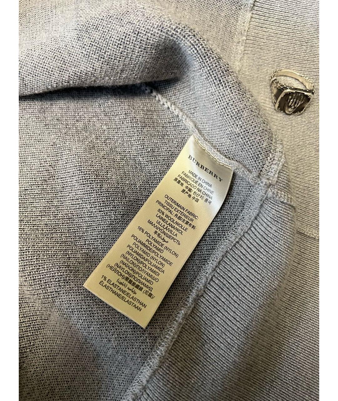 BURBERRY Серый шерстяной кардиган, фото 6